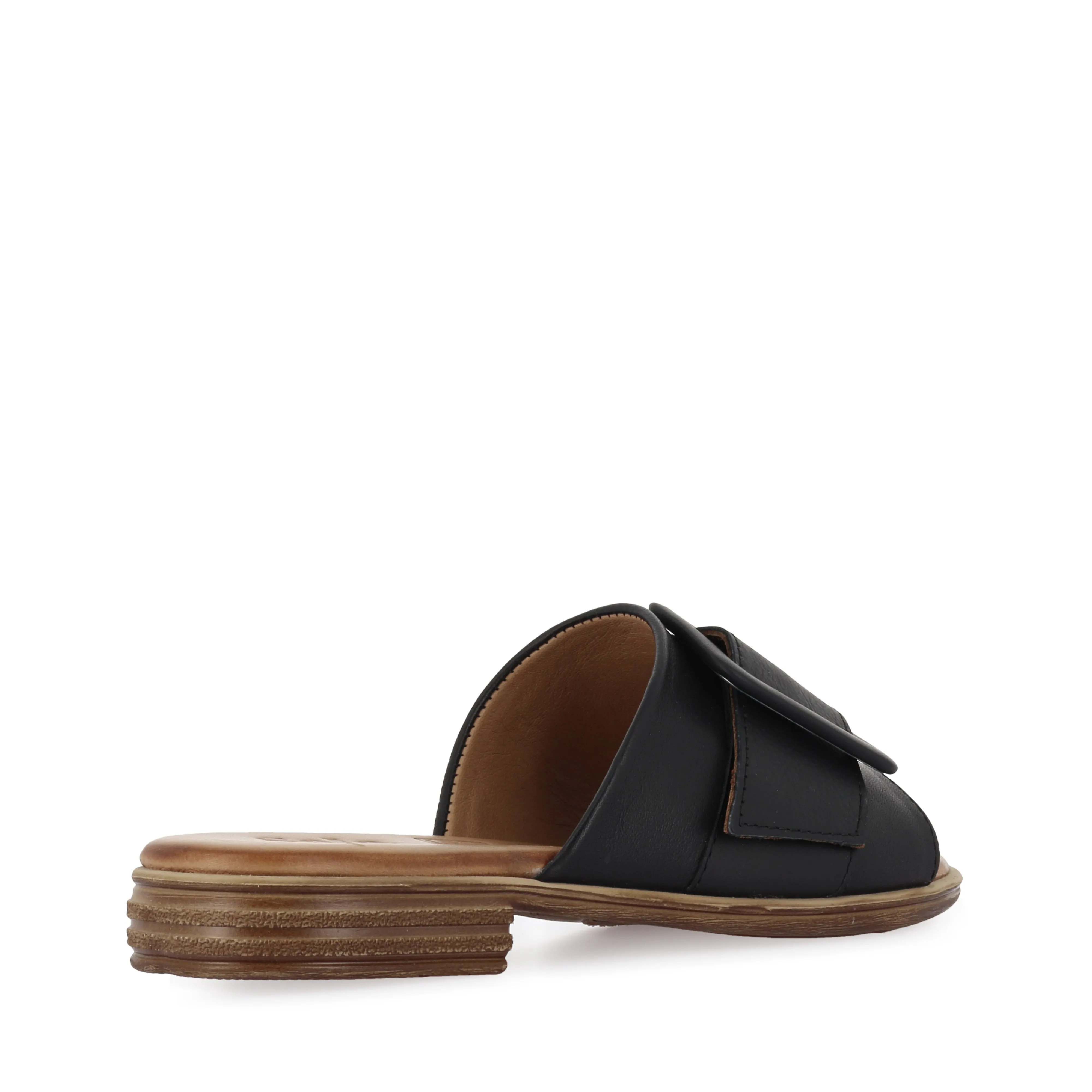 Slip Resistant Tread Effortless Walk MILEY - BLACK LEATHER