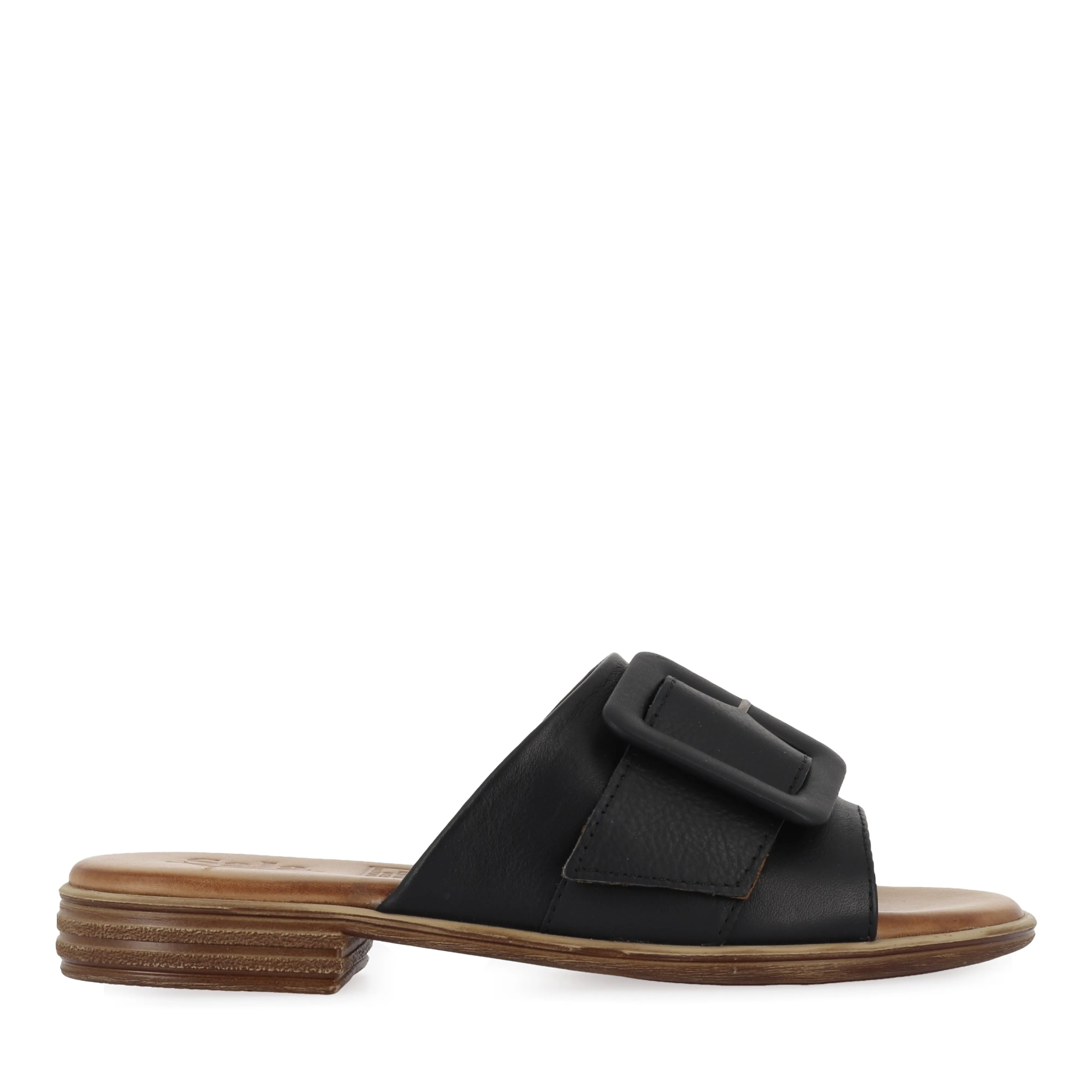 MILEY - BLACK LEATHER Quick Slip Sandals