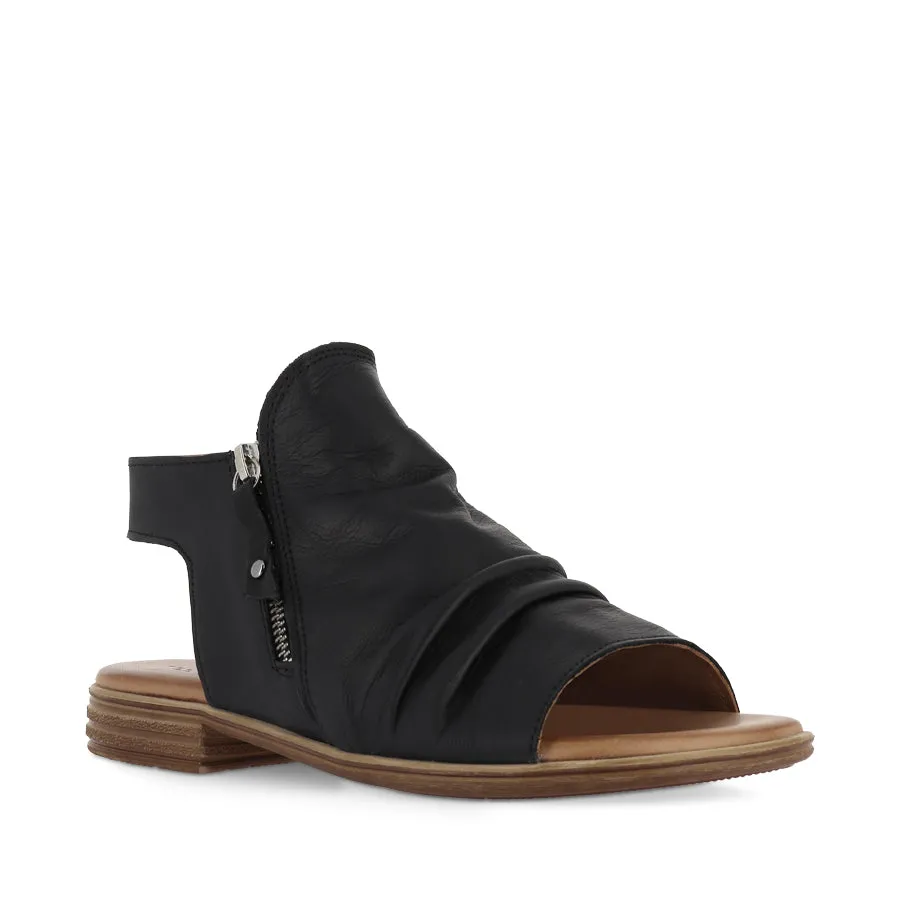 MILLIE - BLACK LEATHER Practical Design Lightweight Footwear