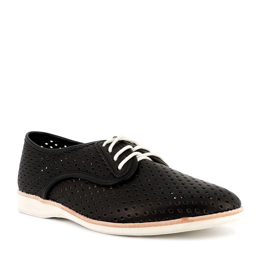 Comfortable Flats All Day Pace DERBY PUNCH - BLACK LEATHER