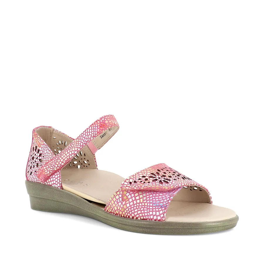 Relaxed Flip-flops Breathable Flats TANYA - PINK MOSAIC LEATHER