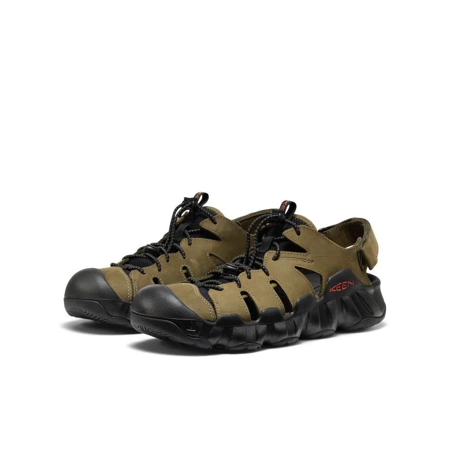 Secure Style Luxurious lining Men's Hyperport Fisherman Leather Sandal  |  Dark Olive/Black