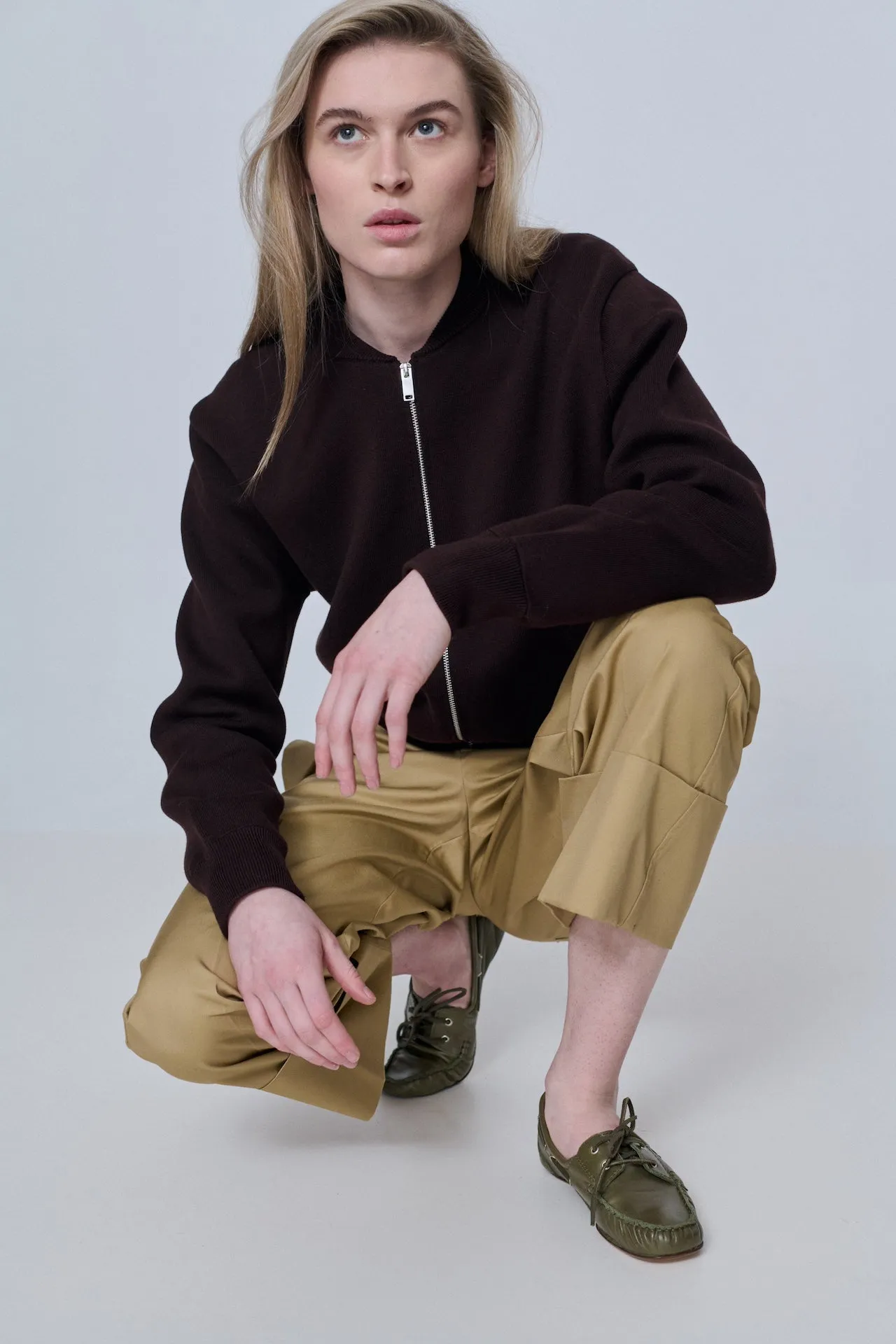 Ivy loafers in Khaki Leather Heel Sure