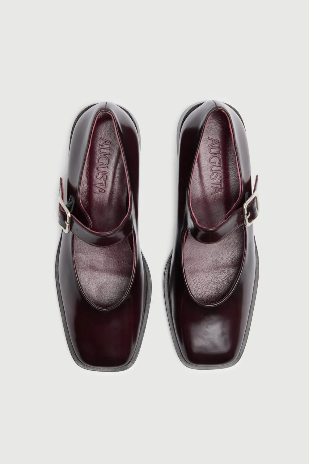 Gia Mary Janes in Burgundy Leather Abrasion resistant