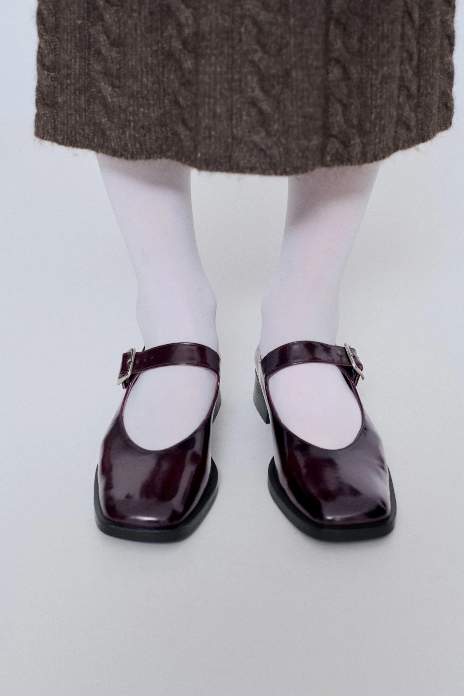 Gia Mary Janes in Burgundy Leather Closed back