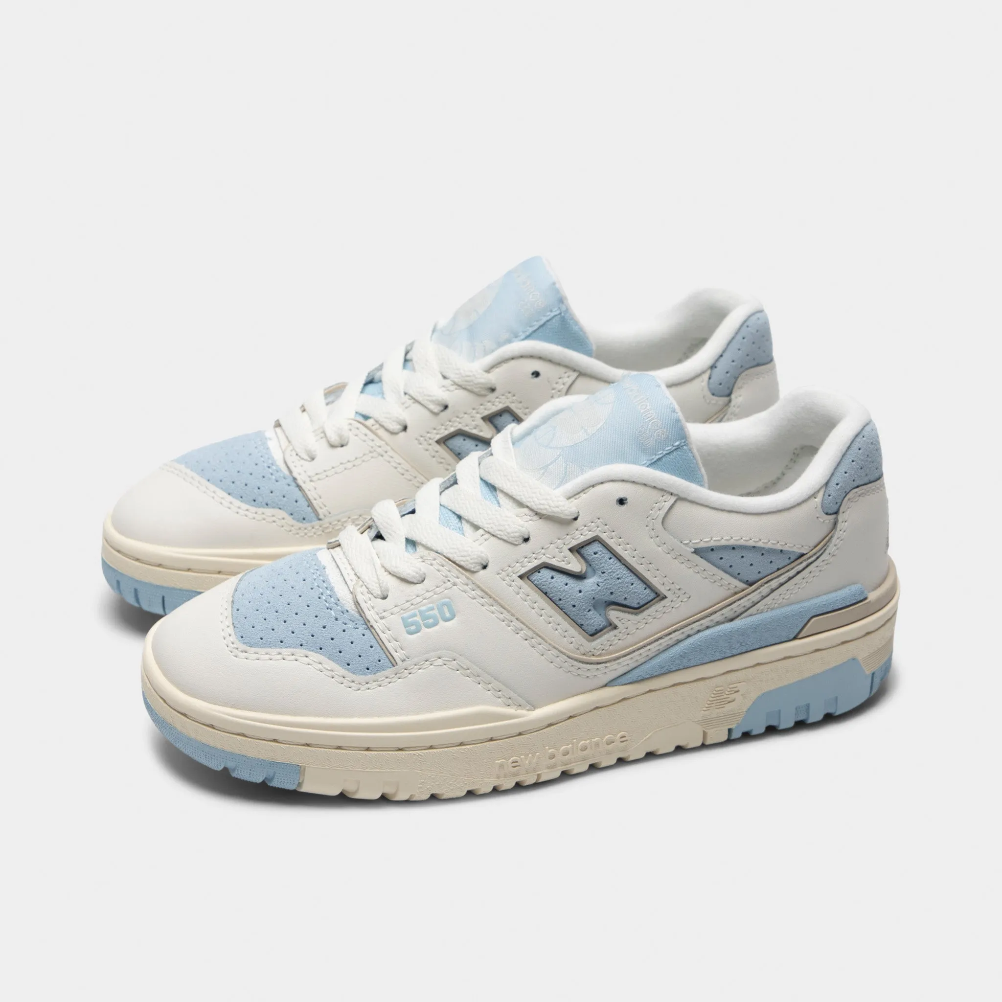 New Balance Juniors' 550 White / Light Blue Premium Quality
