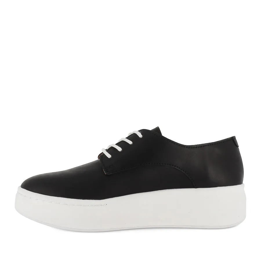 DERBY CITY LACEUP - BLACK LEATHER Comfortable Arch Cushion