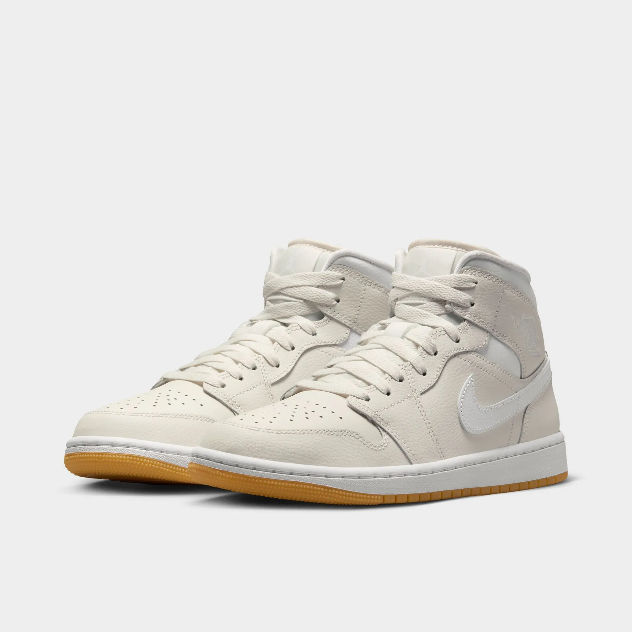 Jordan Women's 1 Mid Phantom / White - Gum Hyperbolic Heel Lock Impact Absorption Cushioning