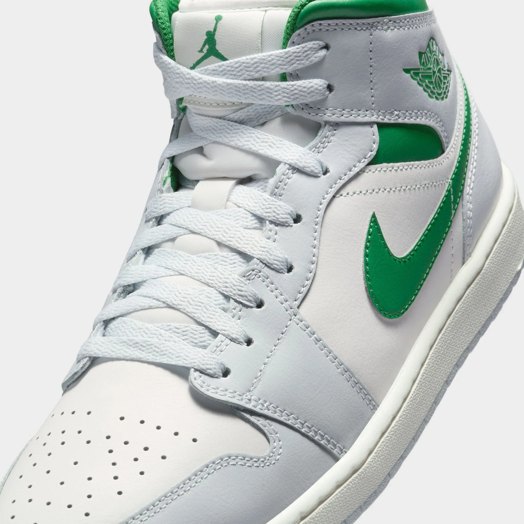 Lightweight Feel Waterproof Design Jordan 1 Mid Summit White / Pine Green - Pure Platinum