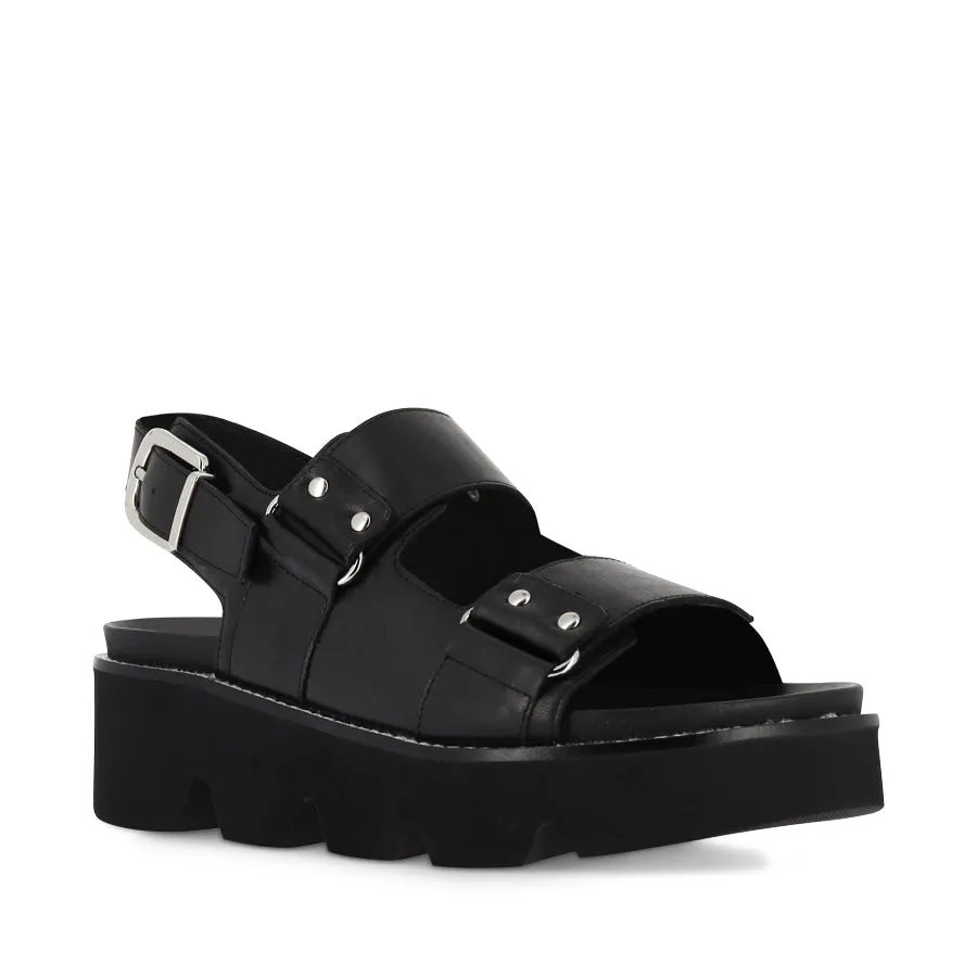 ROMELLA - BLACK LEATHER Open Sides Style Pair