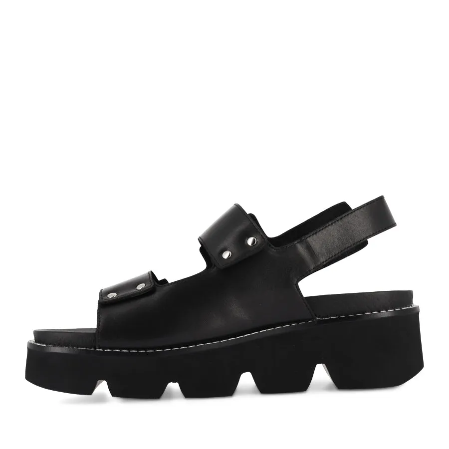 Comfortable Vacation Sandals Soft Hug ROMELLA - BLACK LEATHER