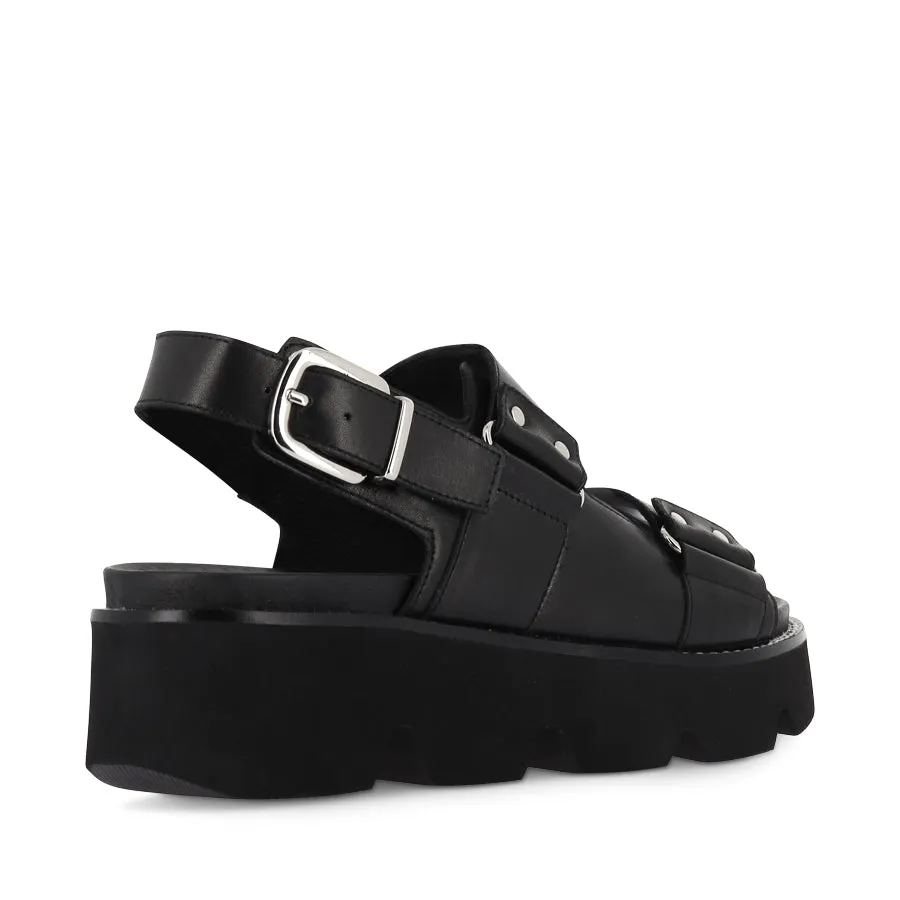 Cutout Slip On Style ROMELLA - BLACK LEATHER