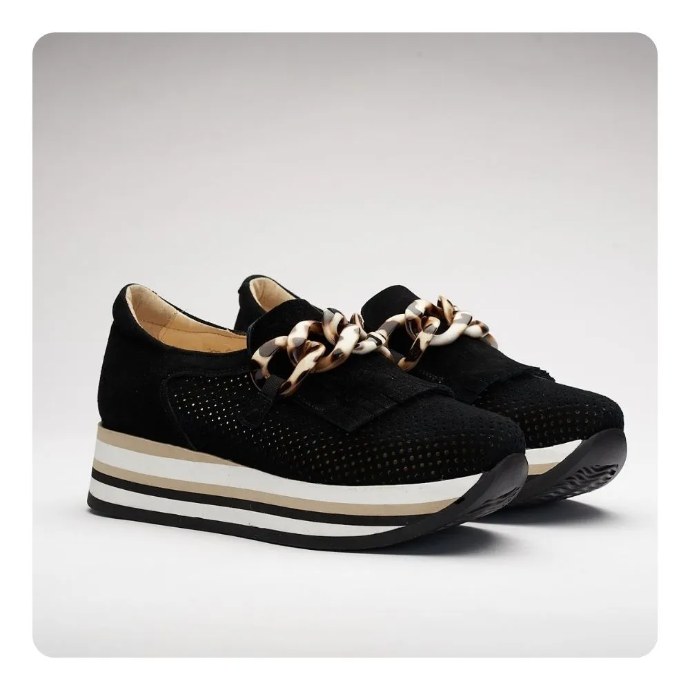 SOFTWAVES SLIP-ON WEDGE SNEAKER - BLACK - 77808BLK Grace Walk