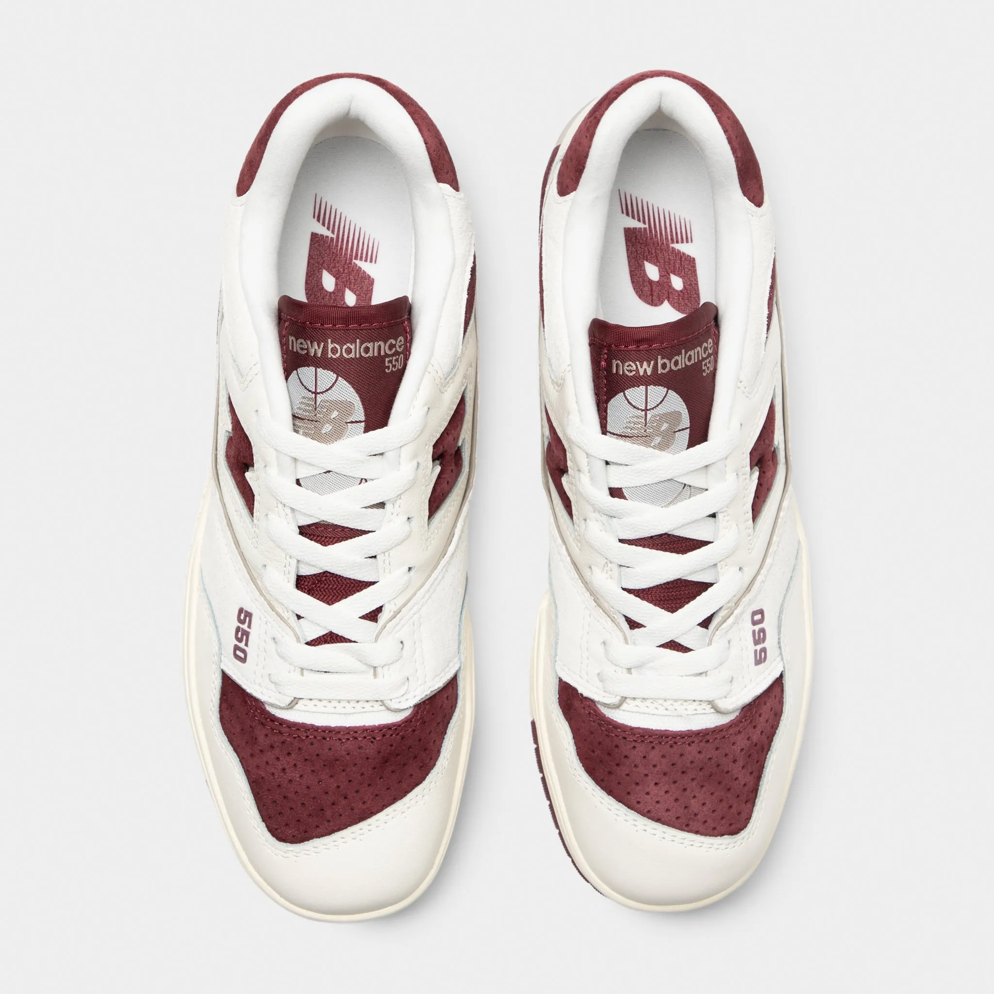 New Balance 550 Sea Salt / Classic Crimson Dynamic Cushioning Wide Toe Box Optimized