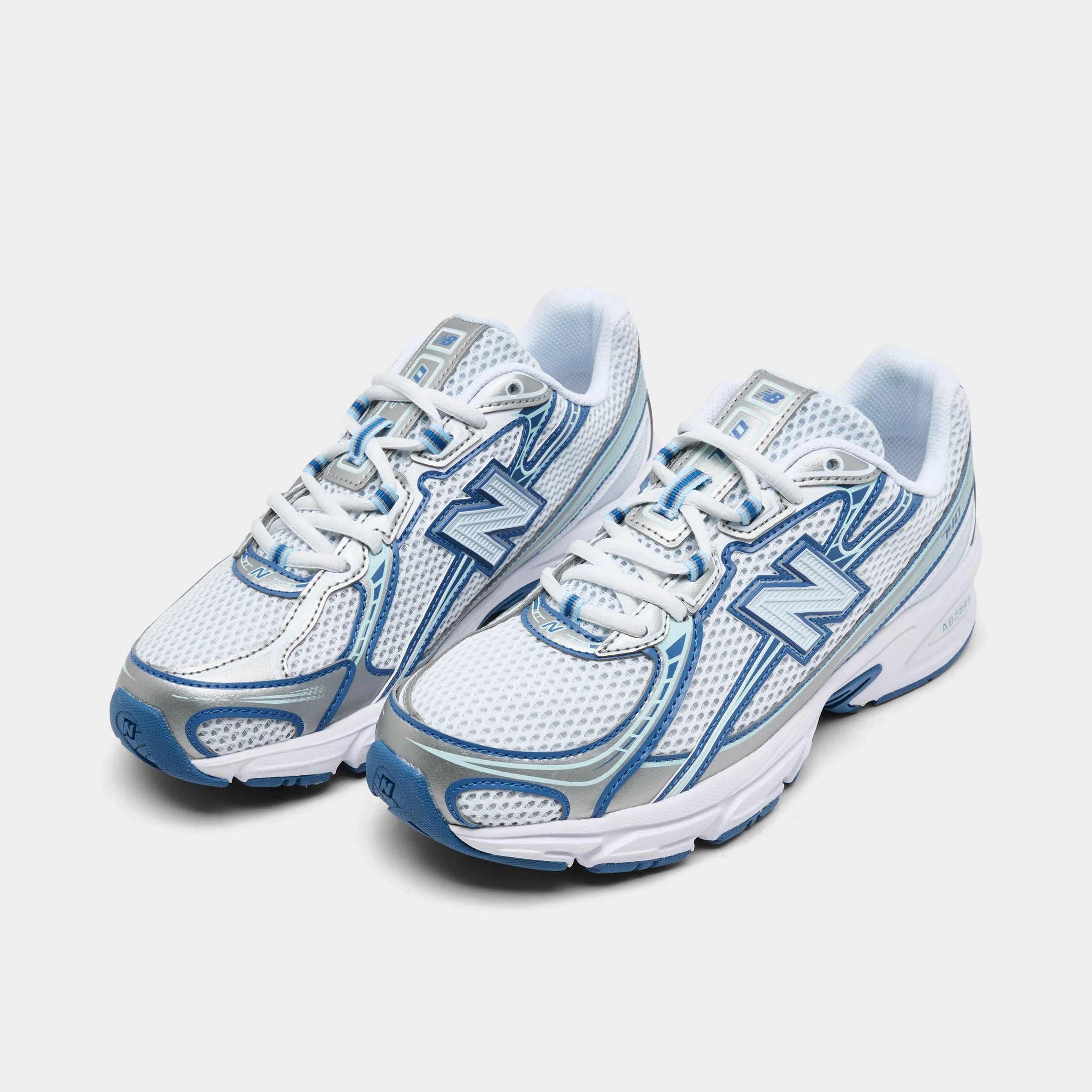 New Balance Juniors' 740 White / Blue Snug Ankle Hugger