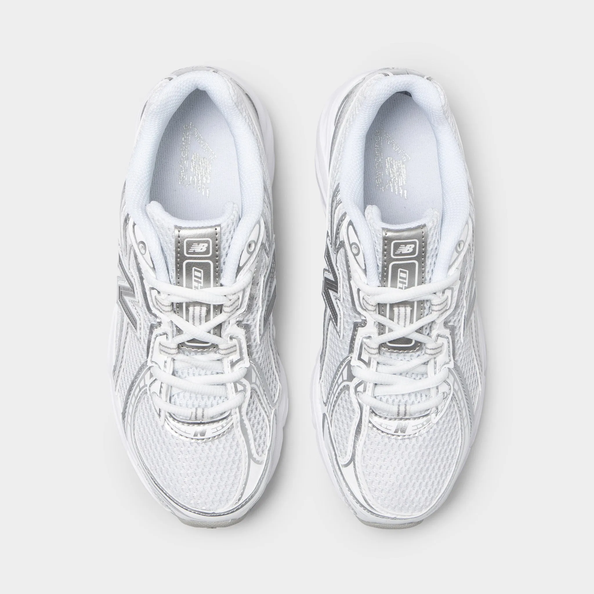 New Balance Juniors' 740 White / Silver Metallic Structured Design Smooth Surface