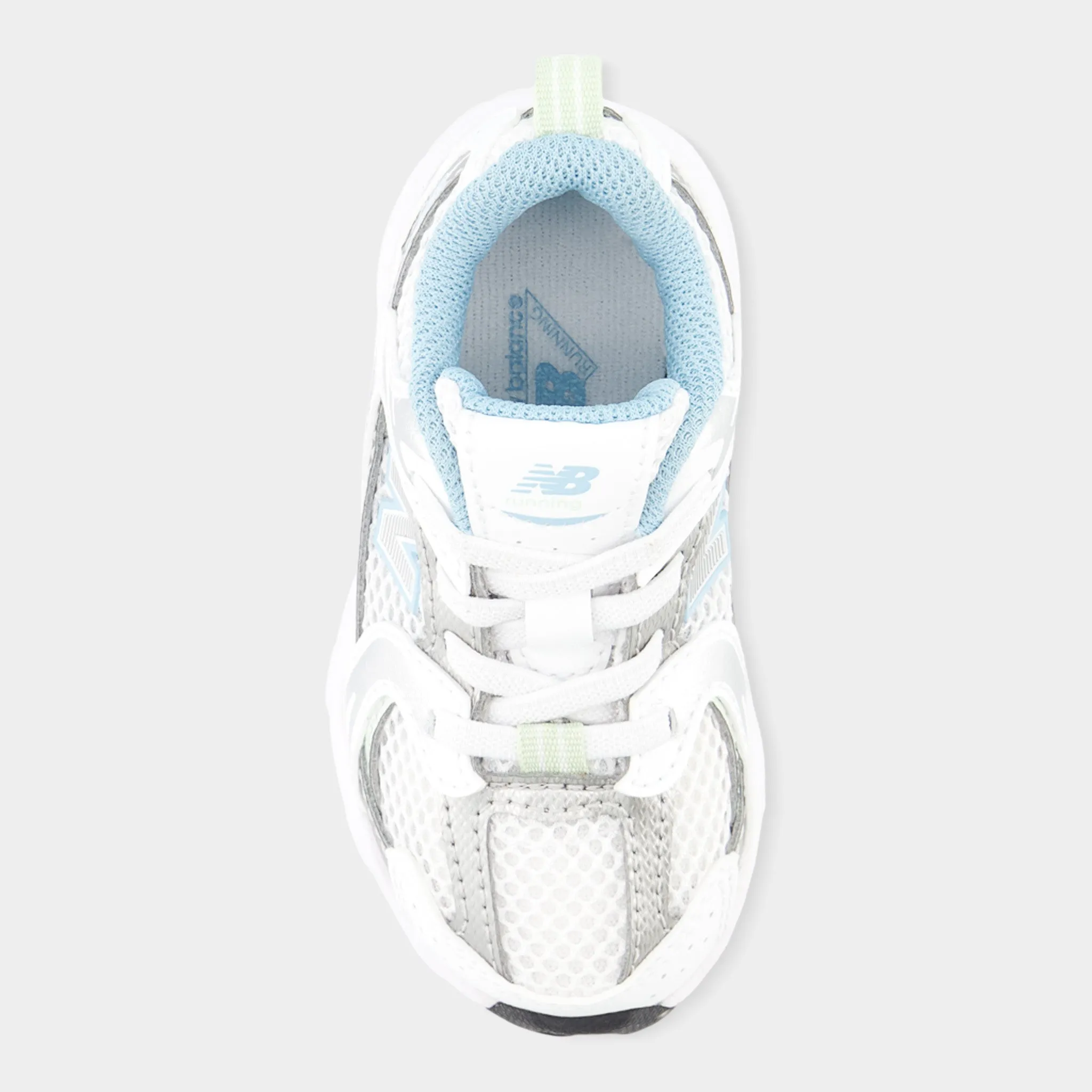 Cushioned Heel Counter ComfortableInsole New Balance Toddler's 530 White / Silver - Light Blue