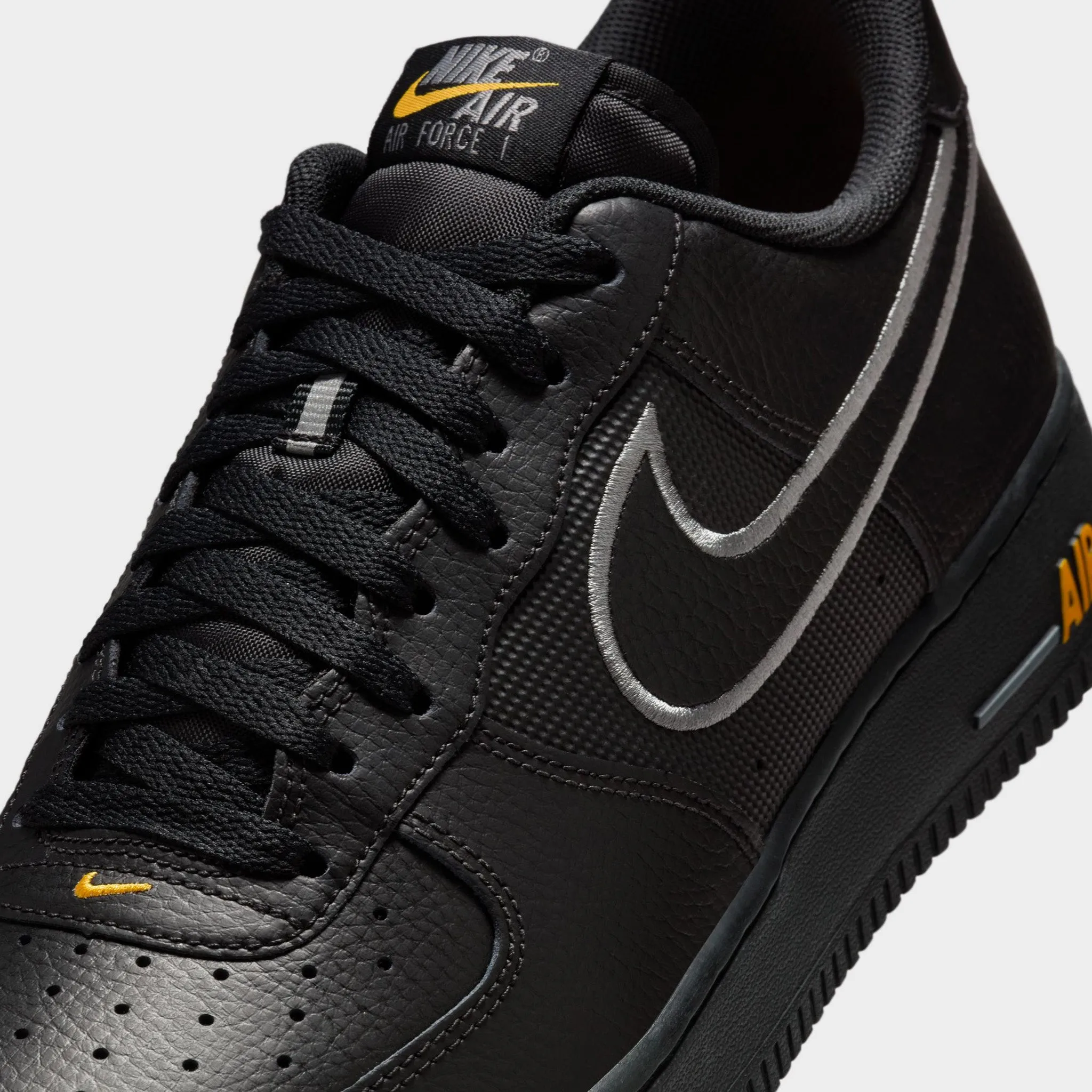 Nike Air Force 1 '07 Black / Cool Grey - Sundial Yellow transparent