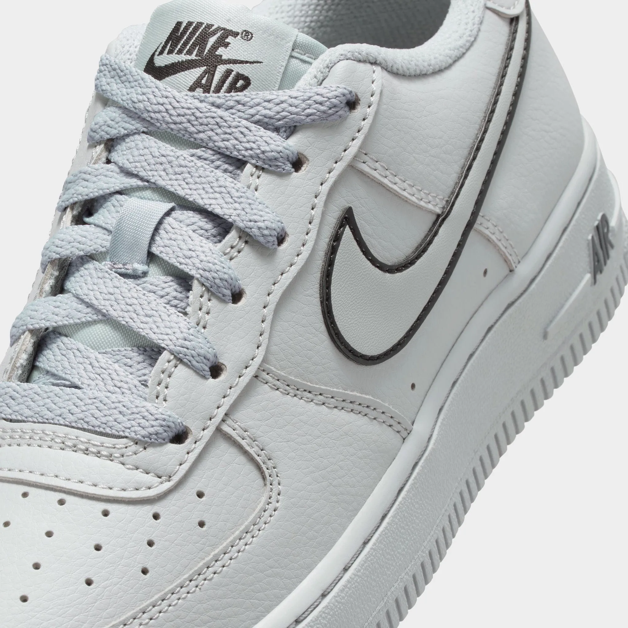Nike Air Force 1 GS Light Smoke Grey / Black Thermal Regulating Insoles Reinforced Eyelet Durability