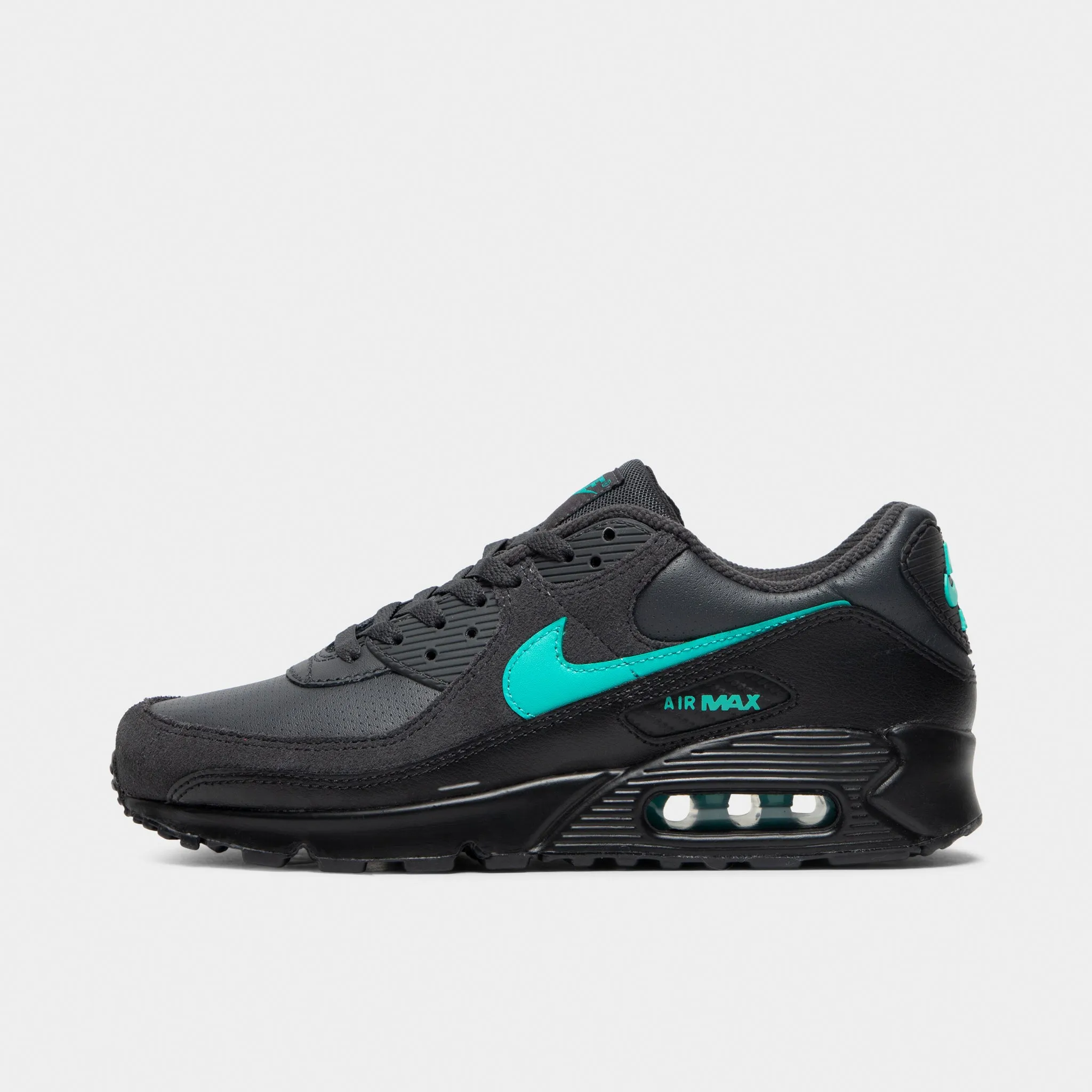 Nike Air Max 90 Dark Smoke Grey / Clear Jade - Black Compression Molded Cushioning