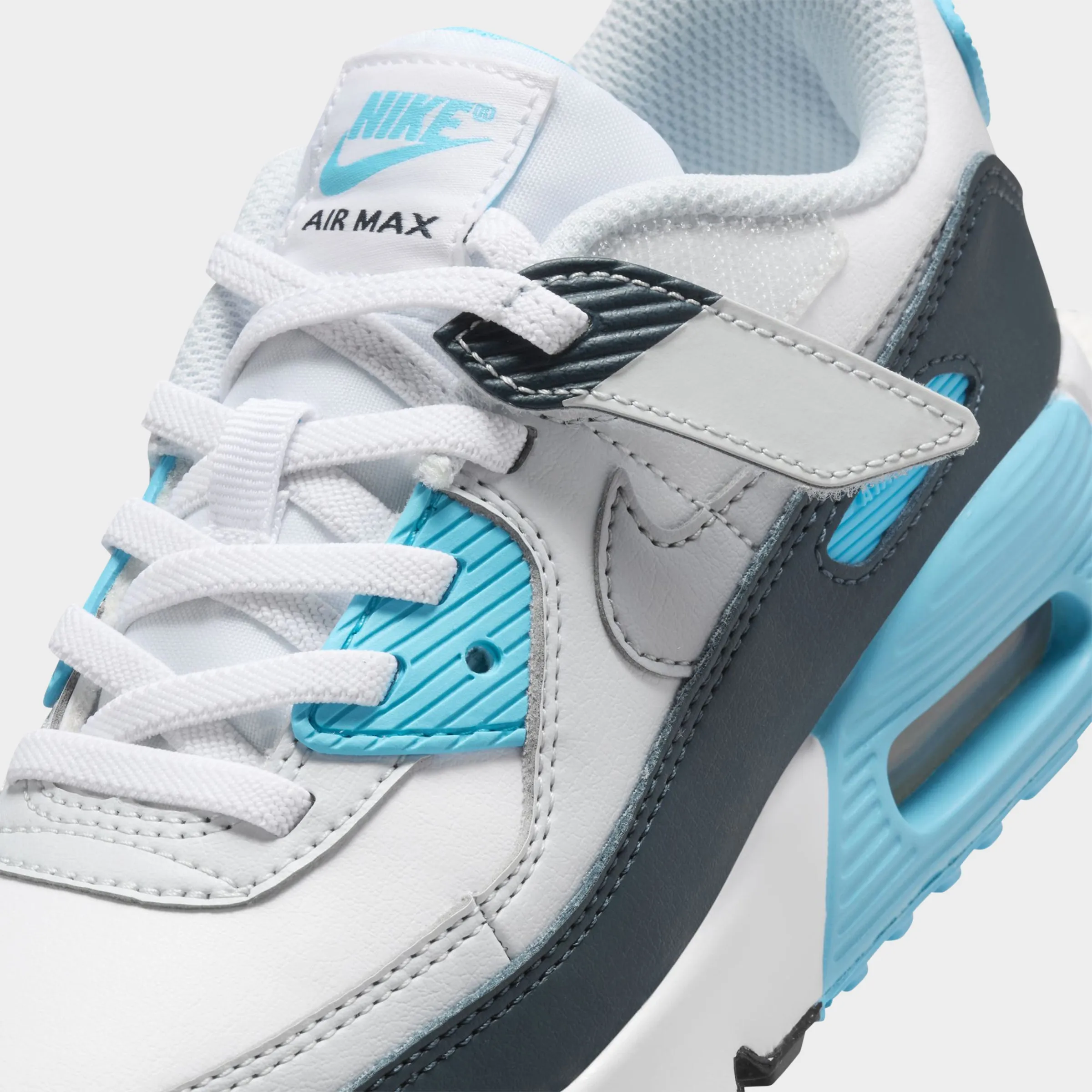 Nike Air Max 90 EasyOn PS White / Wolf Grey - Baltic Blue Slip Resistant Grooves Recycled Rubber Base
