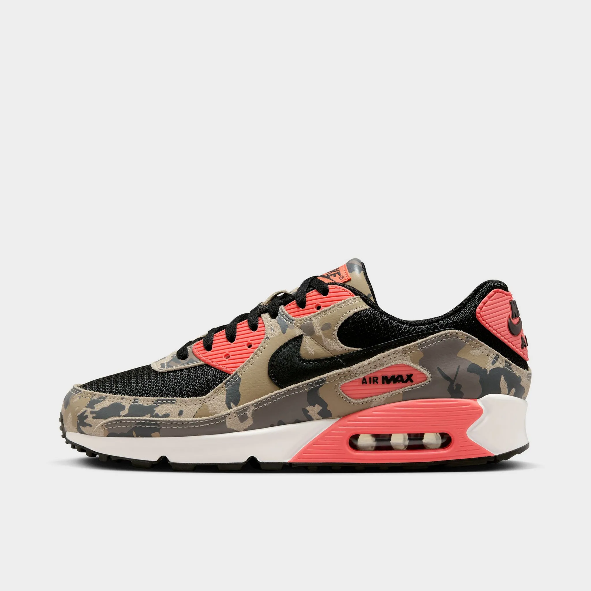 Nike Air Max 90 PRM Light Khaki / Black - Magic Ember Sleek Outline Microfiber Layer