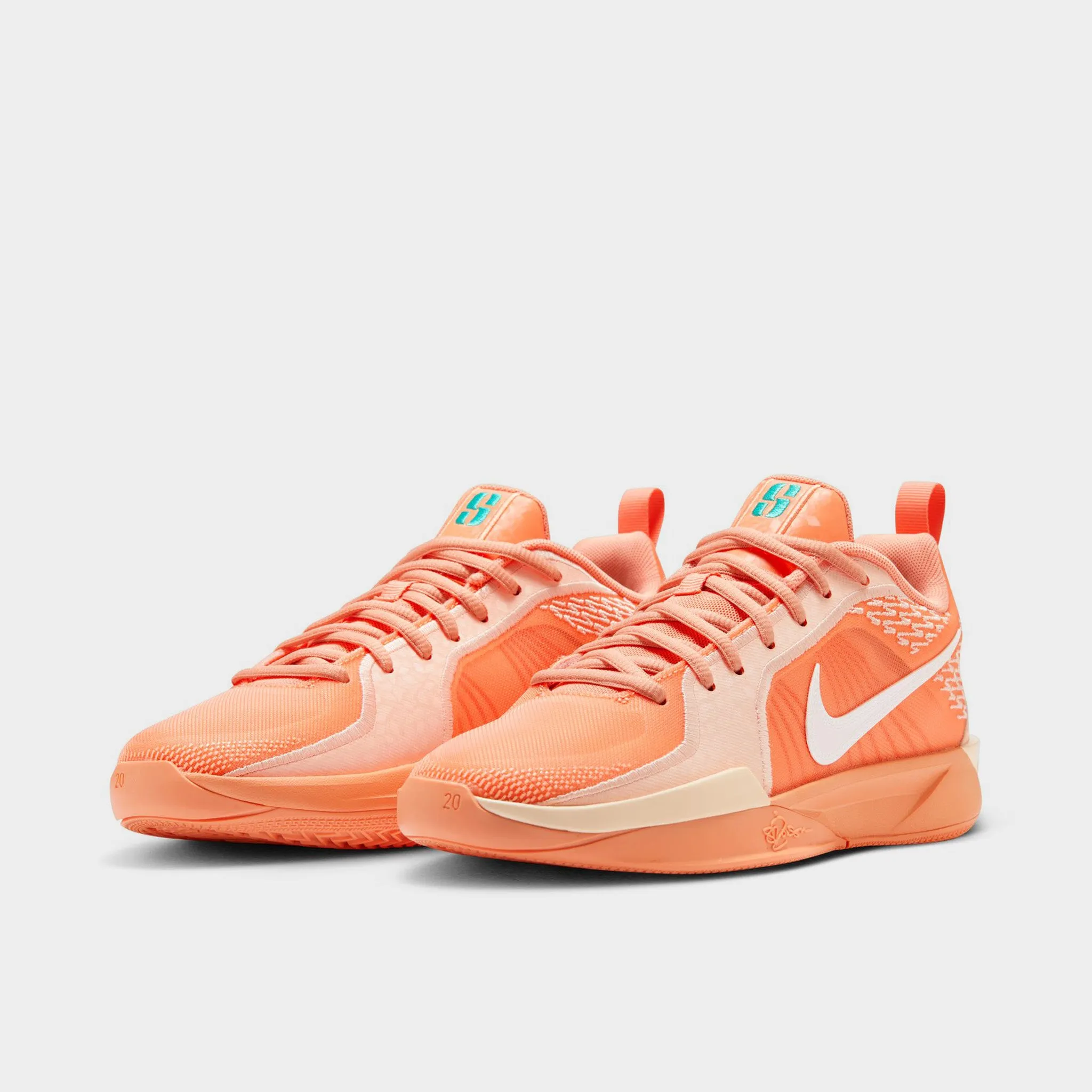 Nike Sabrina 2 GS Apricot Agate / Light Bone - Washed Coral Oxygenated Midsole Design Asymmetrical Lace Guides