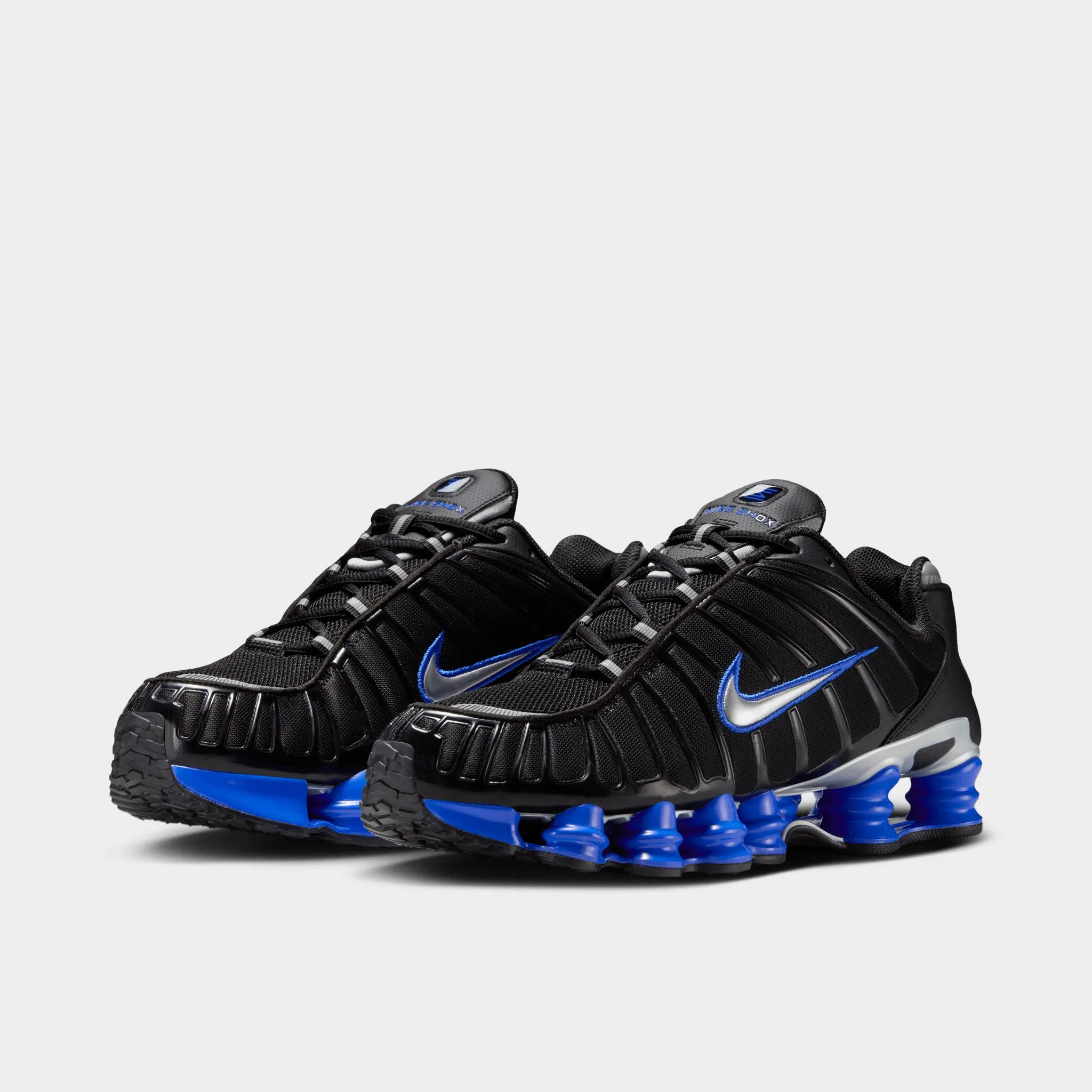 Recycled Mesh Upper Comfortable Heel Nike Shox TL Black / Metallic Silver - Race Blue