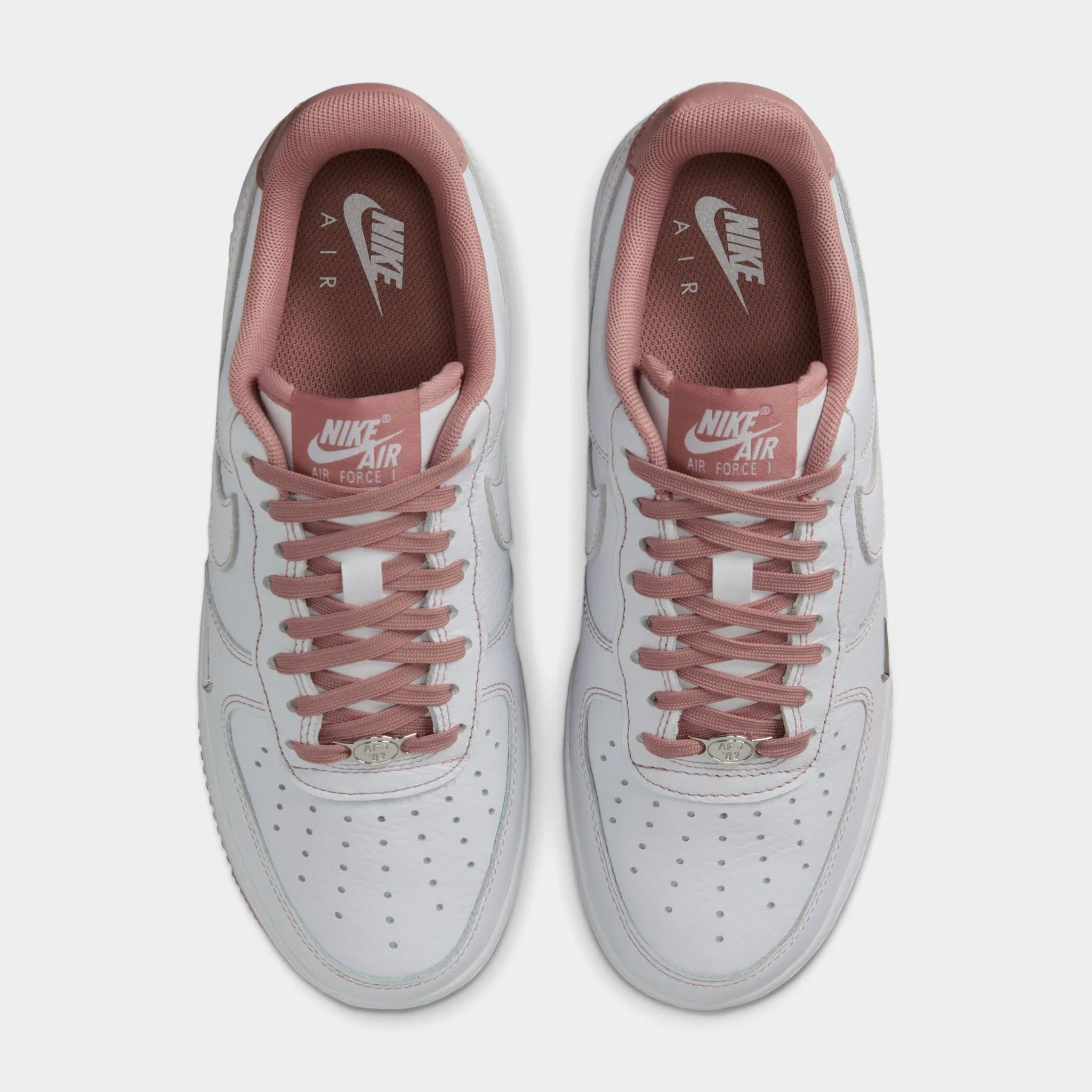 Nike Women's Air Force 1 '07 Mini Jewel White / Particle Pink - Metallic Silver Buckle Closure Ultra-soft feel