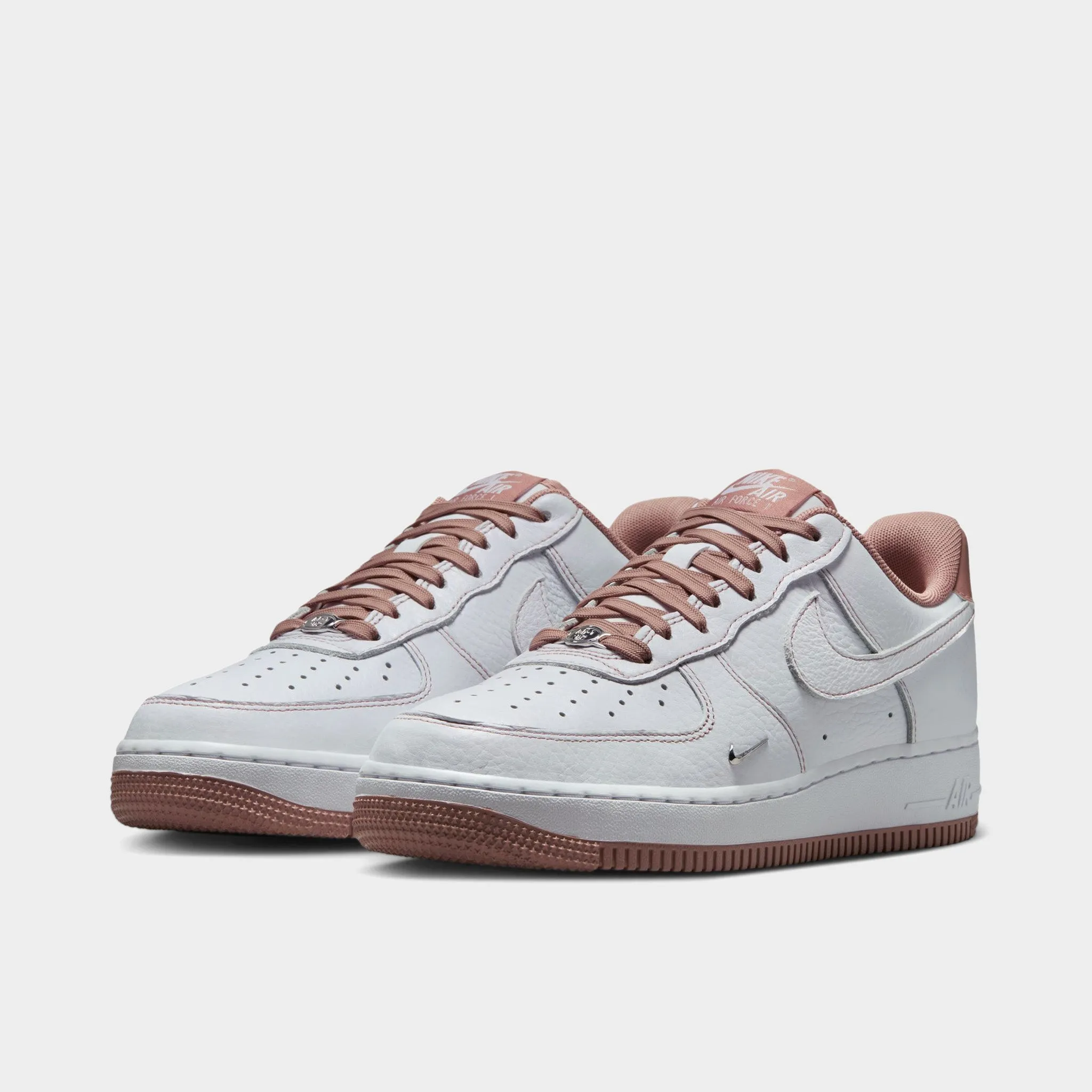 Outdoor Stroll Off-Road Ready Nike Women's Air Force 1 '07 Mini Jewel White / Particle Pink - Metallic Silver