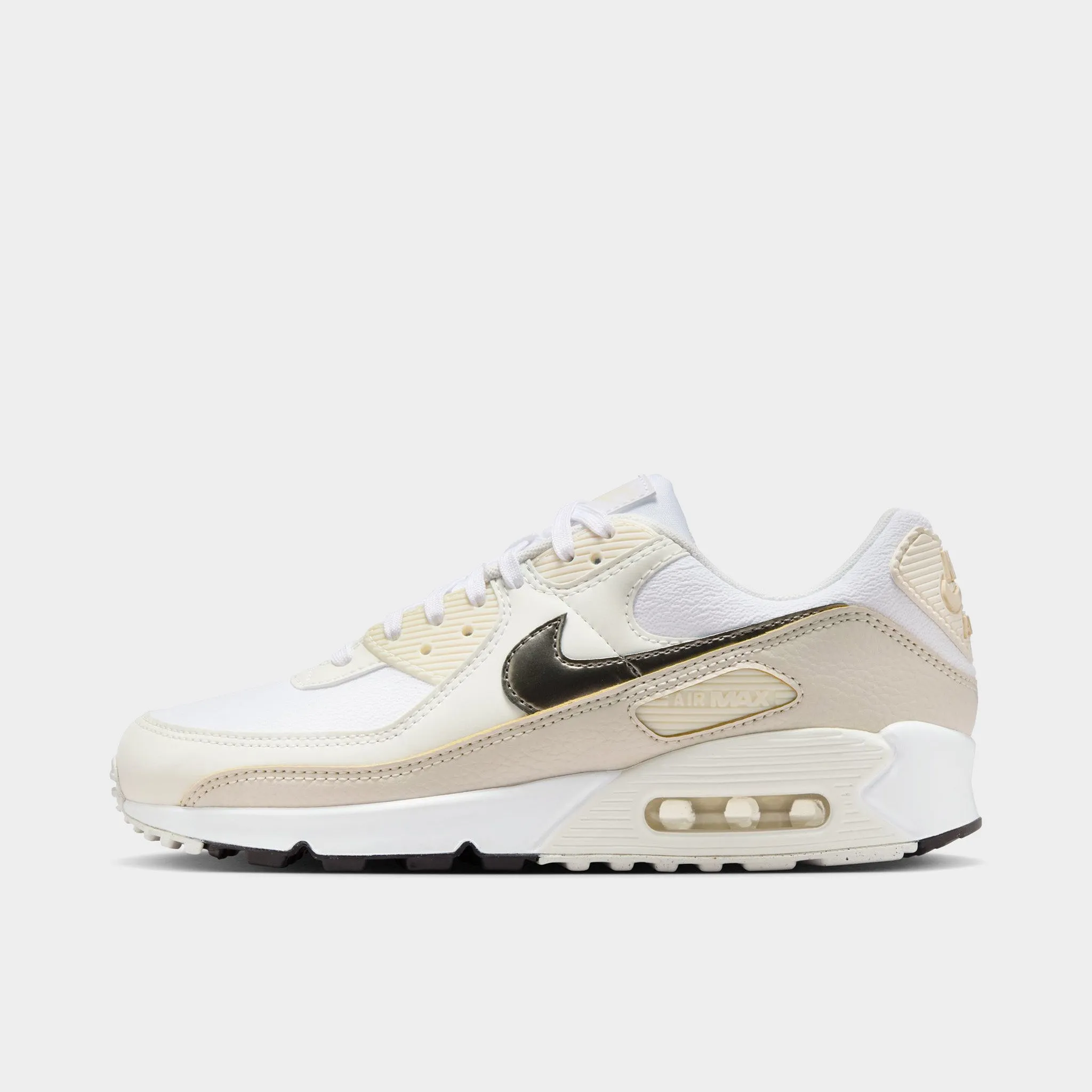 Nike Women's Air Max 90 White / Flat Pewter - Light Orewood Brown biggest daily - use