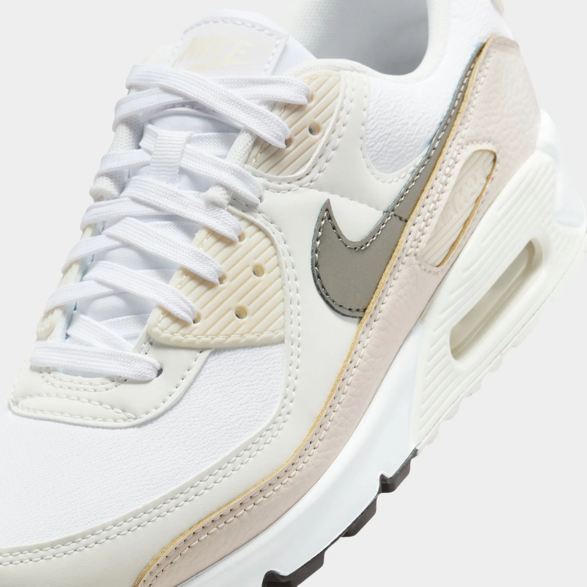 All-Purpose Use Nike Women's Air Max 90 White / Flat Pewter - Light Orewood Brown