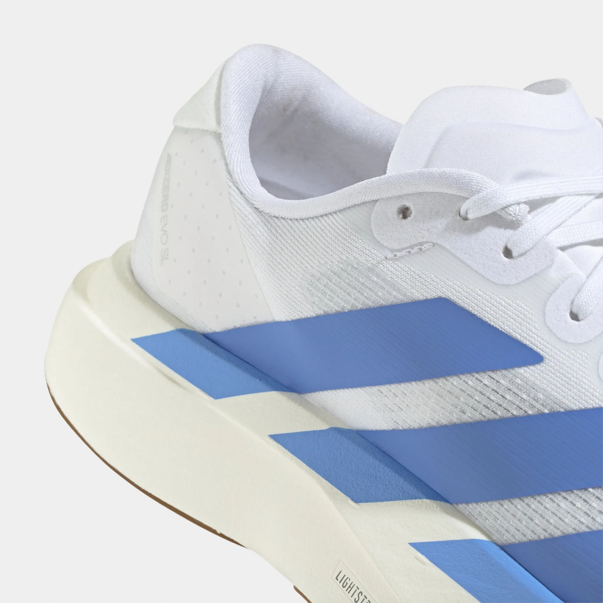 adidas Women's Adizero EVO SL White / Blue Fusion - Off White Fast Track Smooth Siding