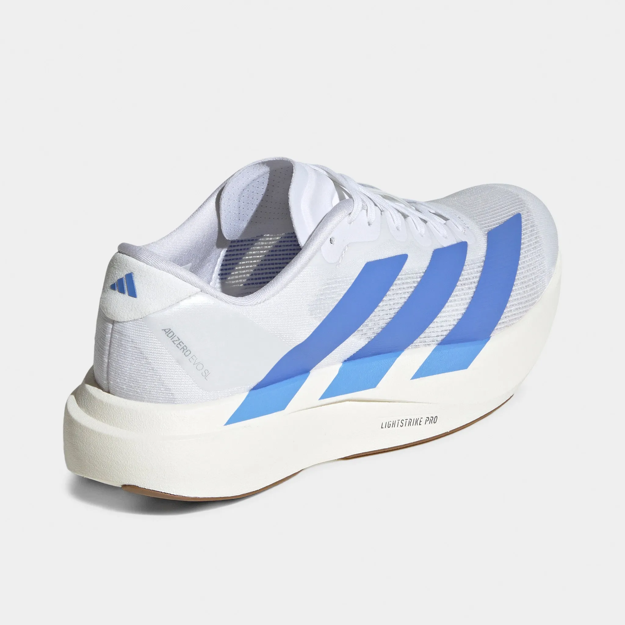 Smooth Base Non Slip Tread adidas Women's Adizero EVO SL White / Blue Fusion - Off White