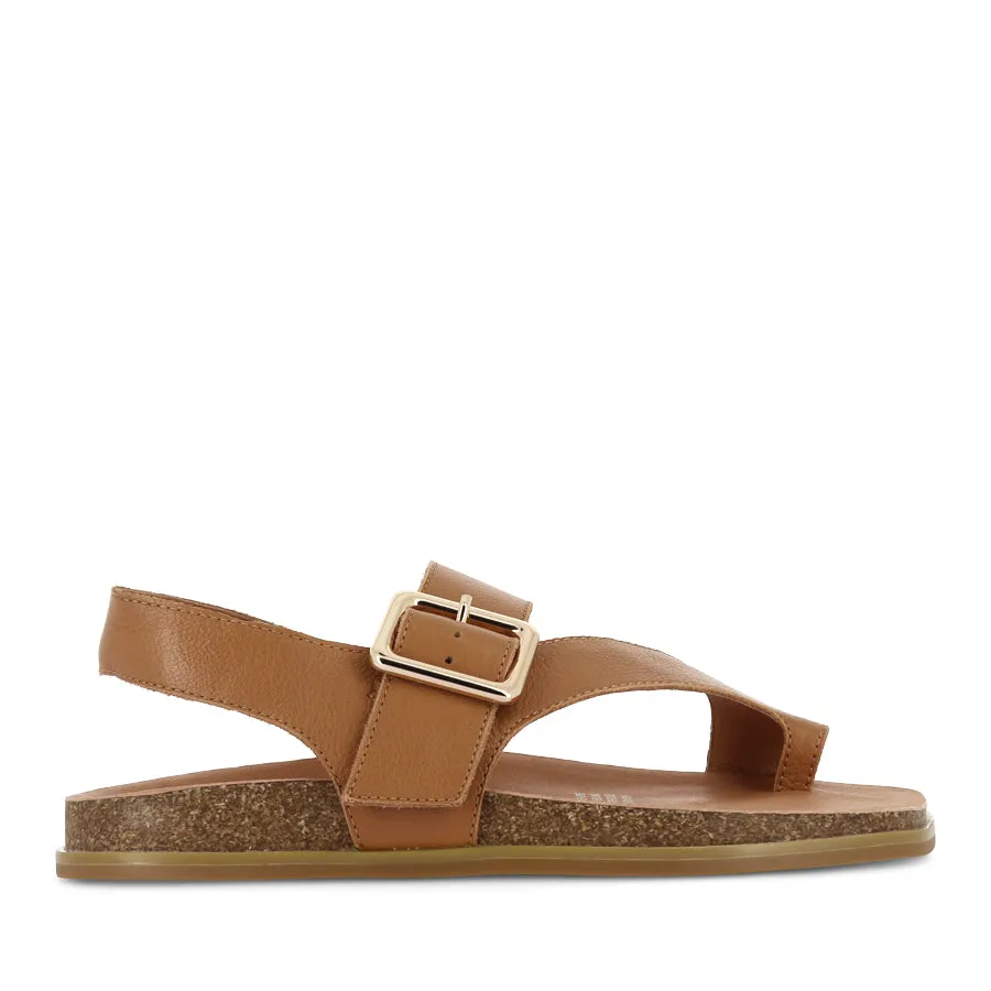 NYGEL - DARK TAN LEATHER flat sandals
