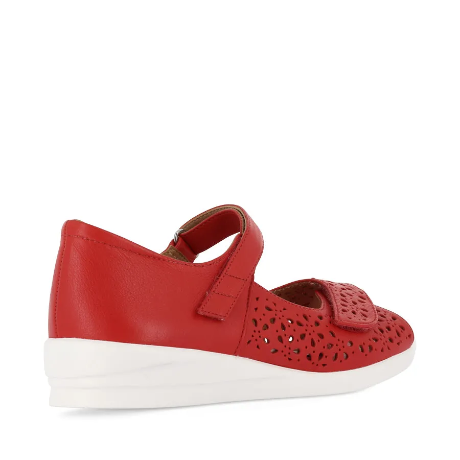 DAFFODIL W - RED LEATHER Comfortable Vacation Footwear Soft Lining
