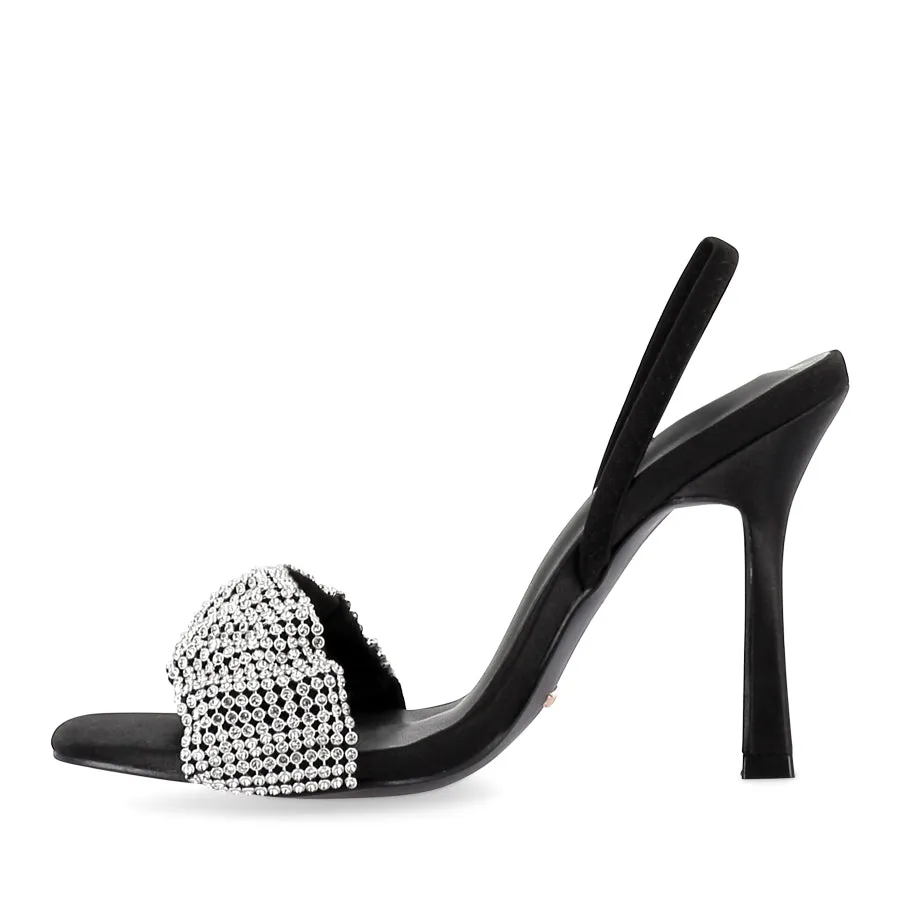 BRANDI - BLACK SATIN-DIAMANTE Mesh
