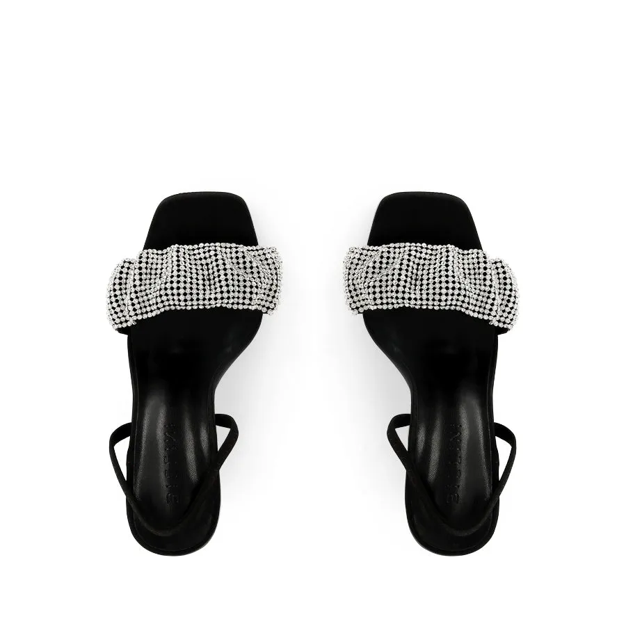 BRANDI - BLACK SATIN-DIAMANTE City Wander Supportive Comfort Shoes
