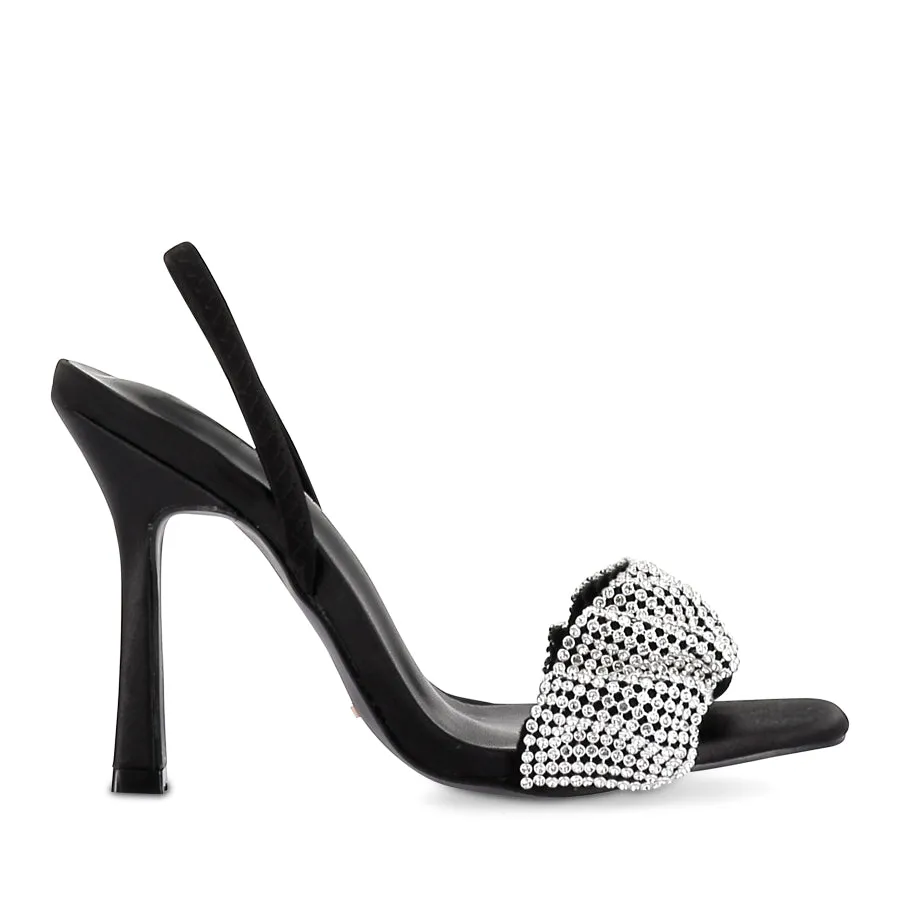 BRANDI - BLACK SATIN-DIAMANTE Minimalist
