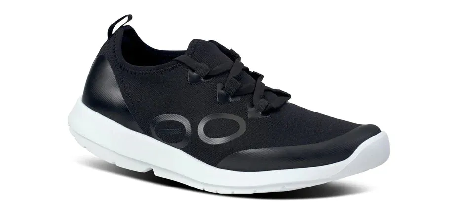 Comfort Run Stretchable Material OOFOS OOMG SPORT LACE-UP - BLACK & WHITE - 5076WHTBLK
