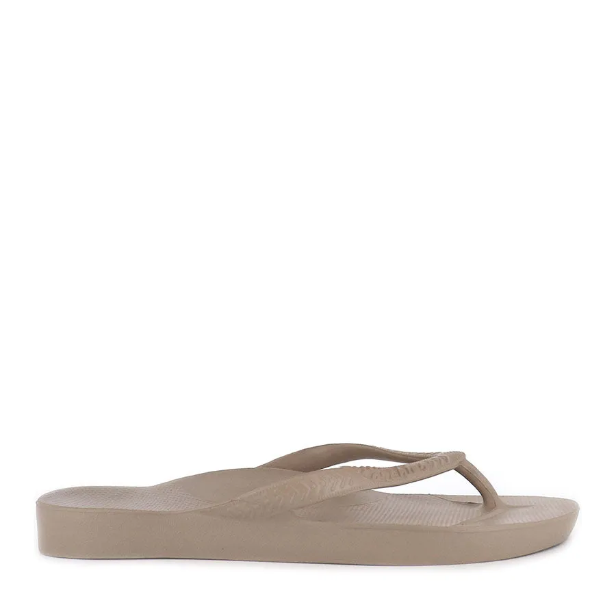 Versatile Outdoor Style Gold Touch ARCH SUPPORT THONGS - TAUPE