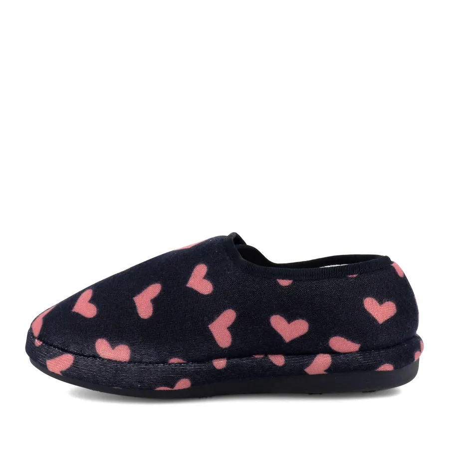 JAMIE PLUS - NAVY PINK HEARTS Comfort Slip Lightweight Mesh