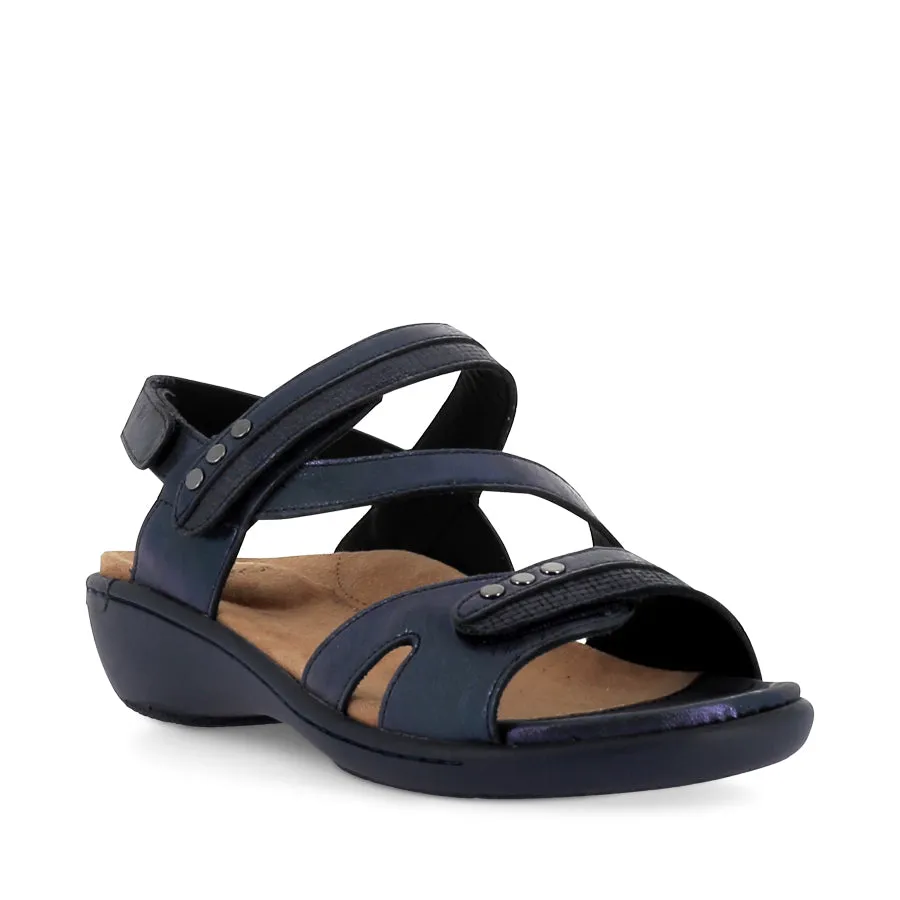 BEAUX W - NAVY-NAVY SCRATCH LEATHER Chic Flats Quick Dry Shoes