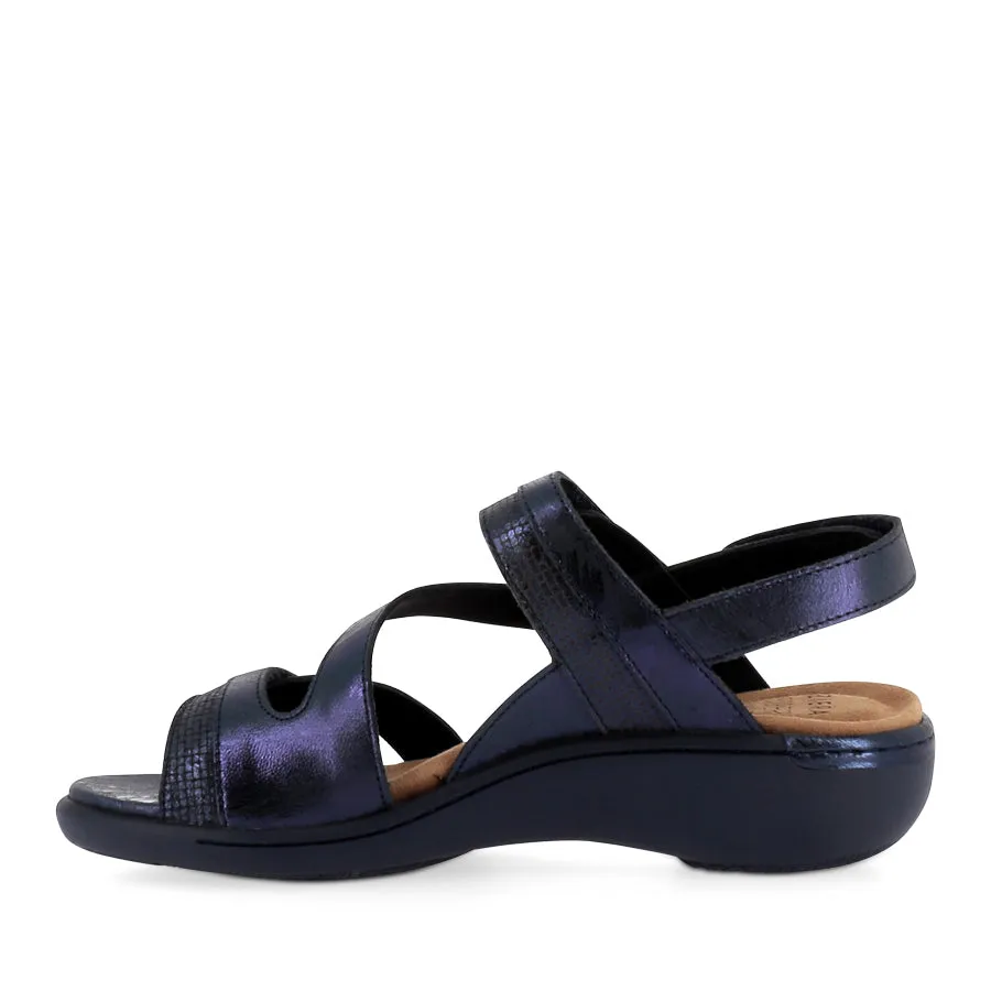 BEAUX W - NAVY-NAVY SCRATCH LEATHER Casual Sandals for Every Day