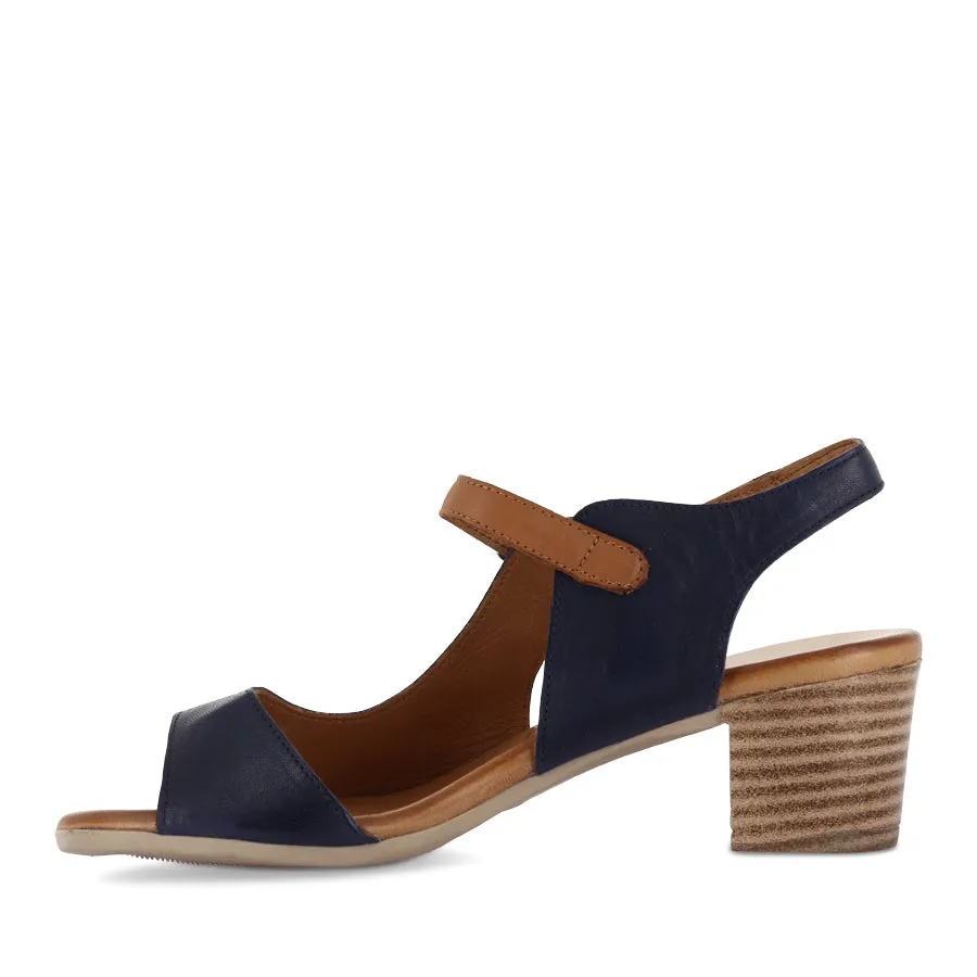 BURSA - NAVY/TAN LEATHER Flat Design Runway Mood
