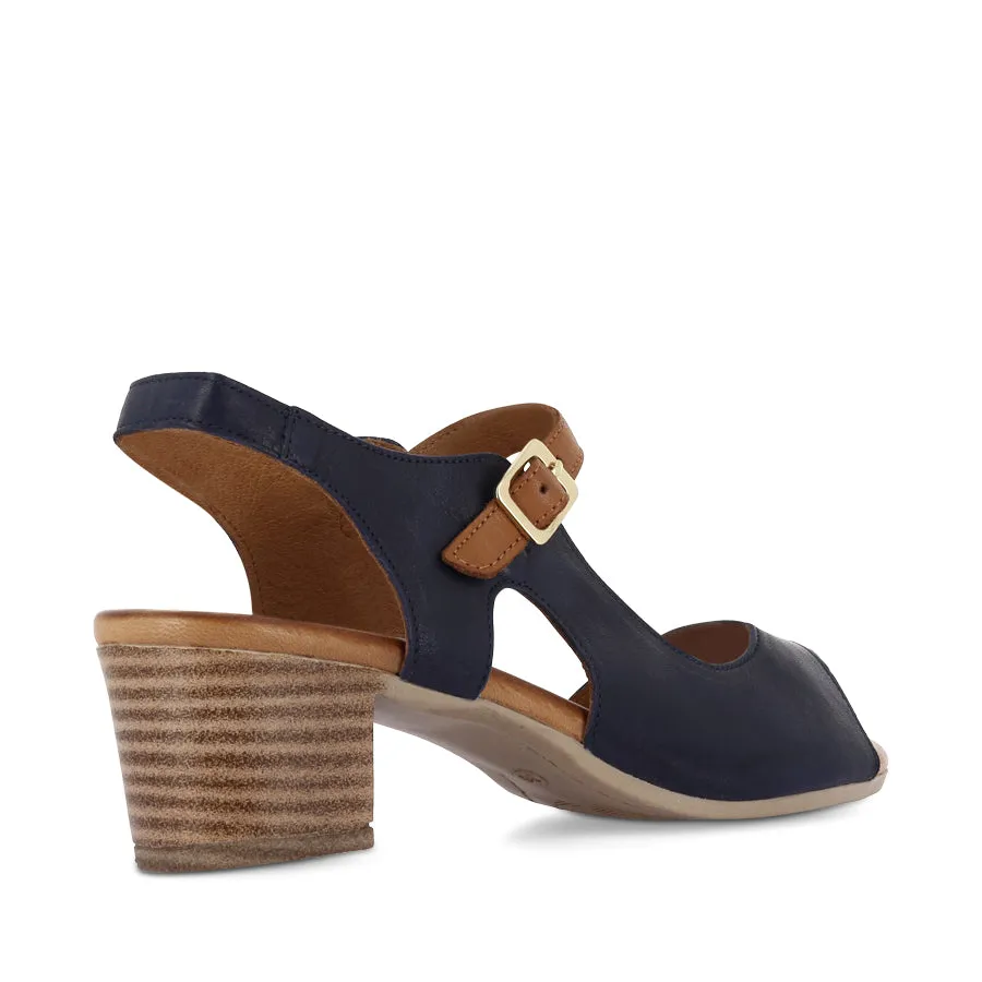 Functional Walking Shoes Breathable Ventilation BURSA - NAVY/TAN LEATHER