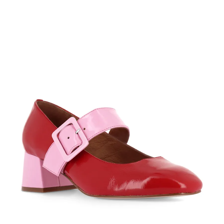 PAGODA - RED PATENT/PINK LEATHER Comfortable Wear Block Walk