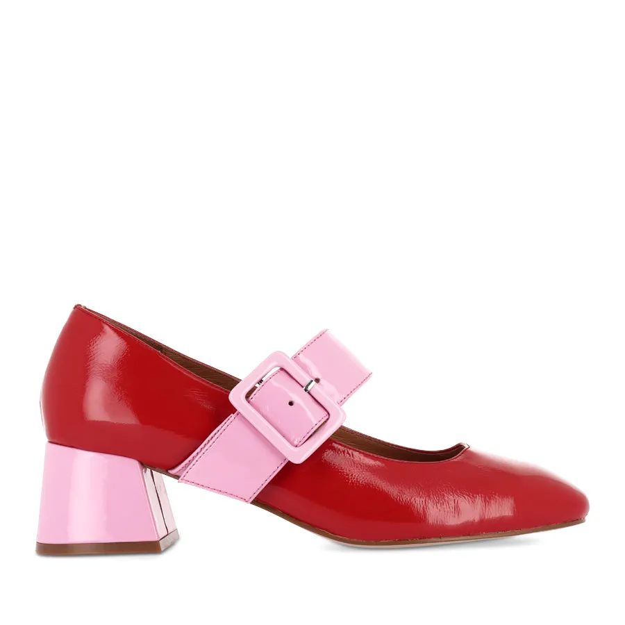 PAGODA - RED PATENT/PINK LEATHER Peace Path Fashionable Fit