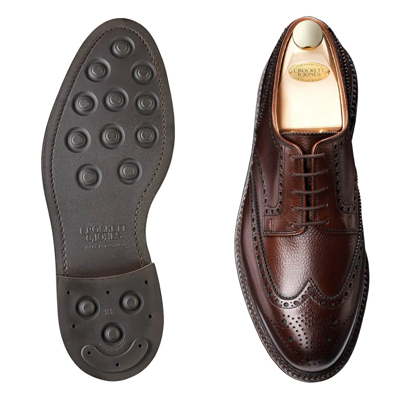 Stylish Comfort Fit Wide fit Pembroke Dark Brown Scotch Grain