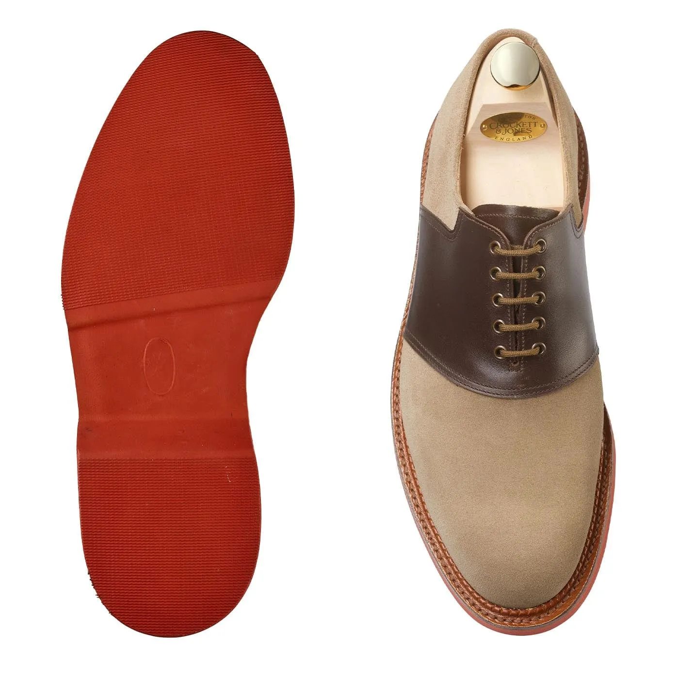 Comfortable ankle support Distressed Oxfords Penn Khaki Suede & Dark Brown Wax Calf